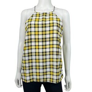 Papaya Yellow Plaid‎ Halter Top Womens Size Medium (K10244)